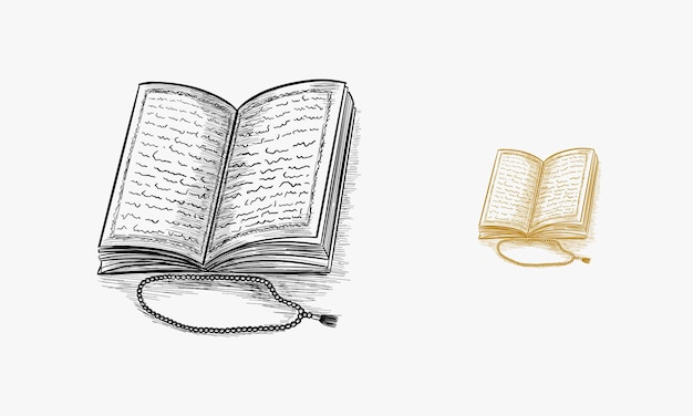 Handgezeichnete Skizze des heiligen Buches des Koran Hintergrund