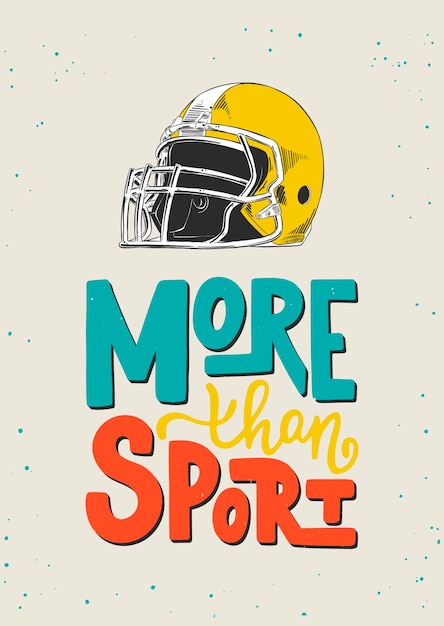 Handgezeichnete Skizze des modernen American-Football-Helm-Schriftzugs More Than Sport