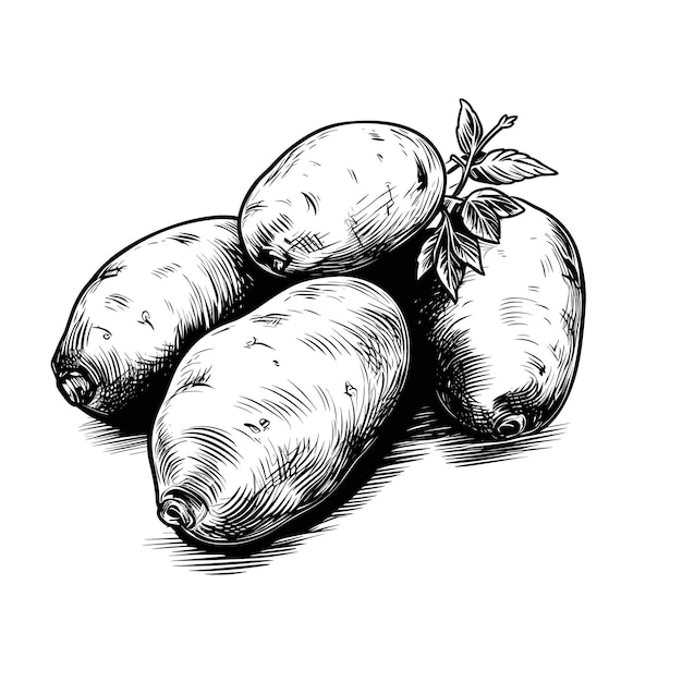 Handgezeichnete skizze einer kartoffelillustration