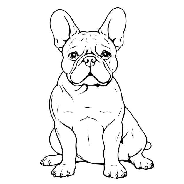 Vektor handgezeichnete skizze eines französischen bulldogs in comic-stil malbuch haustiere