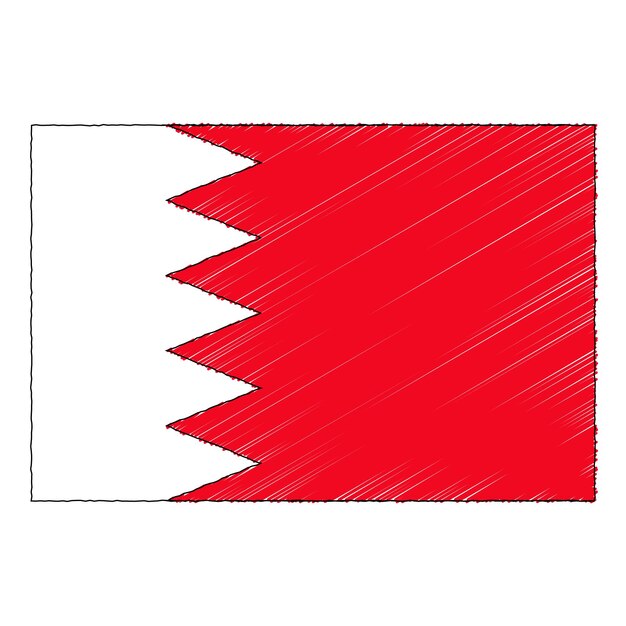 Handgezeichnete skizze flagge von bahrain. vektor-symbol im doodle-stil