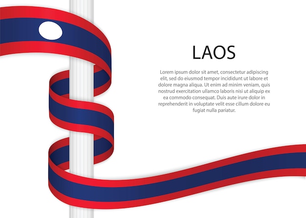 Handgezeichnete skizze flagge von laos. vektor-symbol im doodle-stil