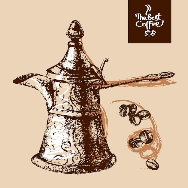 Handgezeichnete Skizze Vintage Kaffee Hintergrund. Vektor-Illustration. Menügestaltung für Café und Restaurant