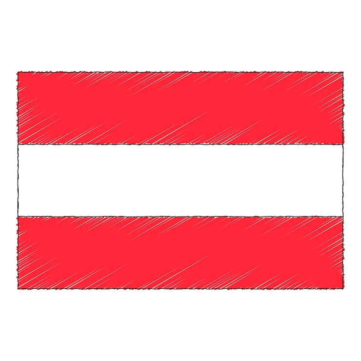 Vektor handgezeichnete skizzenflagge österreichs. doodle-stil-vektor-symbol