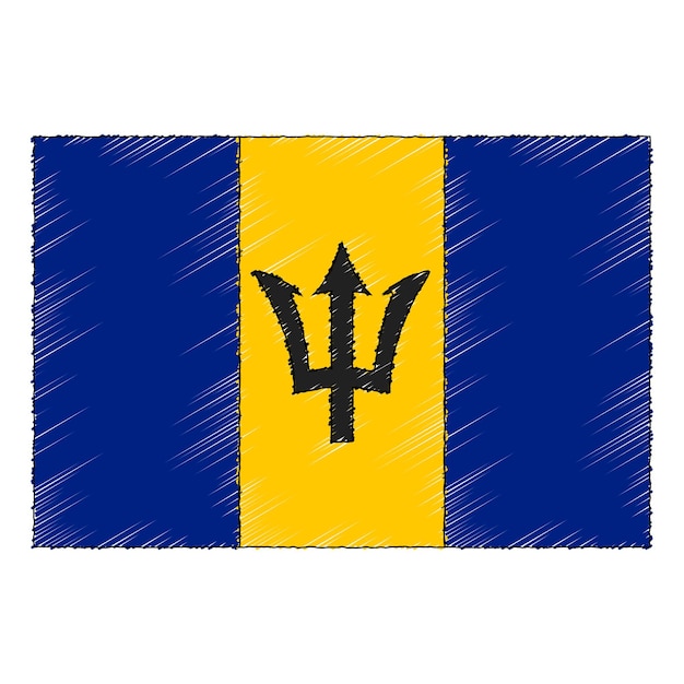 Handgezeichnete skizzenflagge von barbados. doodle-stil-vektor-symbol