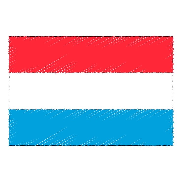 Vektor handgezeichnete skizzenflagge von luxemburg. doodle-stil-vektor-symbol