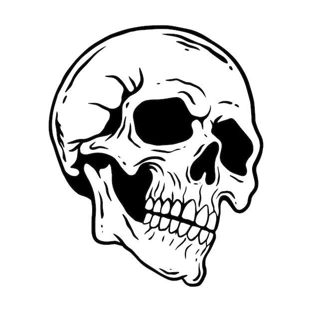 Handgezeichnete skull-illustrationen für die gestaltung von kleidung, aufkleber, tätowierungen usw.