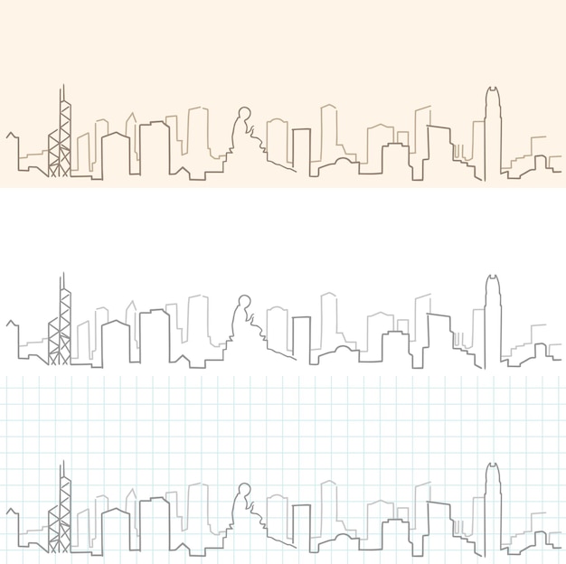 Handgezeichnete skyline hongkongs
