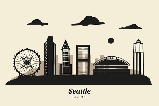 Vektor handgezeichnete skyline-silhouette der stadt seattle