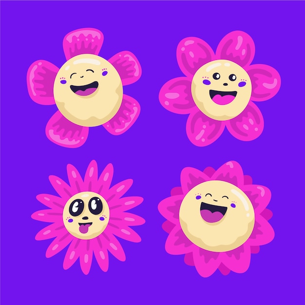 Handgezeichnete Smiley-Blumenillustration