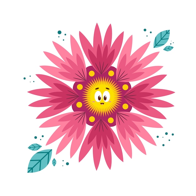 Vektor handgezeichnete smiley-blumenillustration