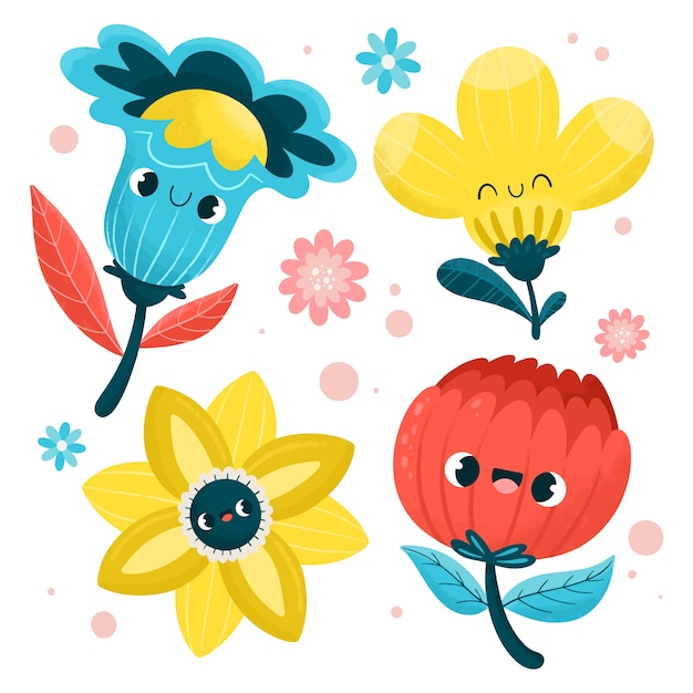 Vektor handgezeichnete smiley-blumenillustration