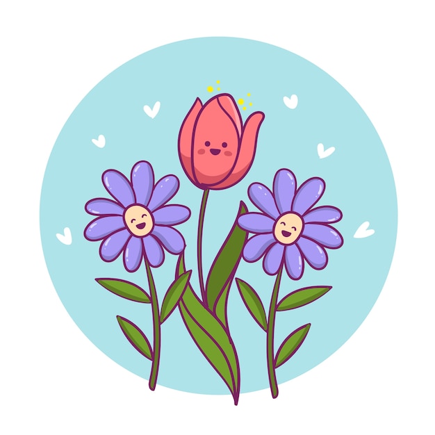 Handgezeichnete Smiley-Blumenillustration