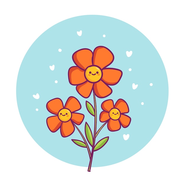 Vektor handgezeichnete smiley-blumenillustration