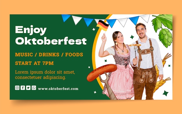 Vektor handgezeichnete social-media-beitragsvorlage für das oktoberfest