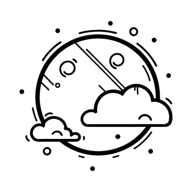 Handgezeichnete sonne und wolken im doodle-stil