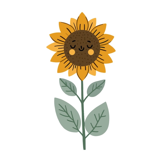Handgezeichnete Sonnenblumenillustration im nordischen Stil für Kinder
