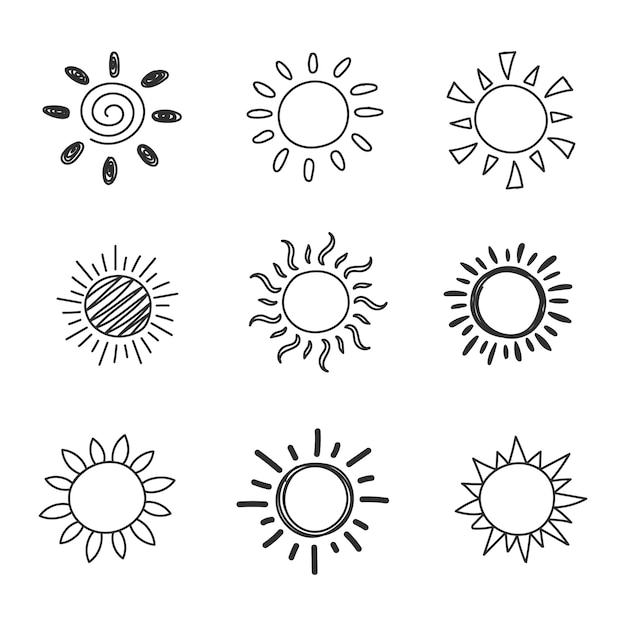 Handgezeichnete Sonnenkritzelillustration