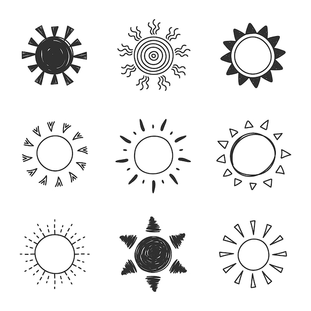 Handgezeichnete Sonnenkritzelillustration