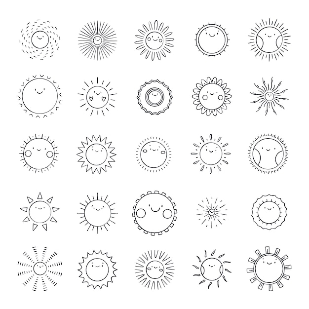 Handgezeichnete Sonnenkritzelillustration
