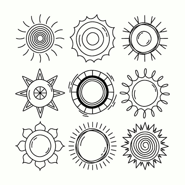 Handgezeichnete Sonnenzeichnungsillustration