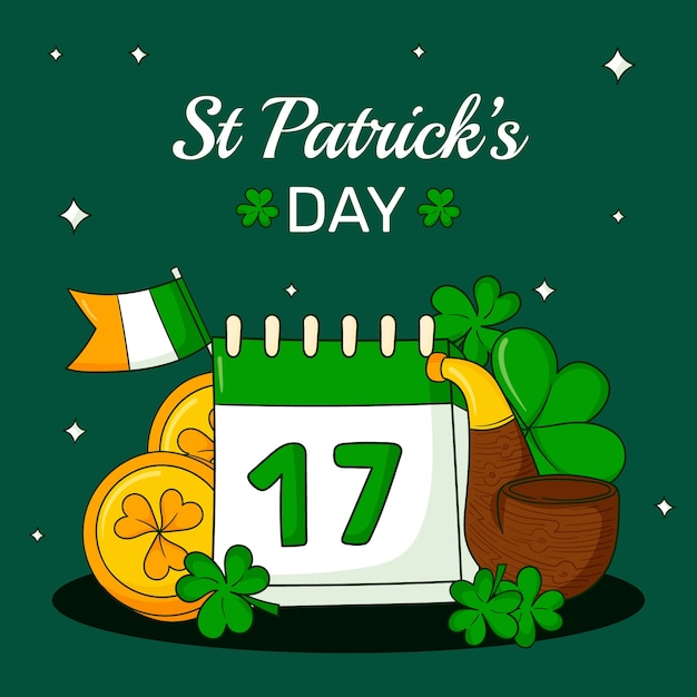 Vektor handgezeichnete st. patrick's day feier illustration