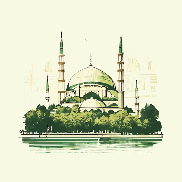 Vektor handgezeichnete stilillustration der moschee