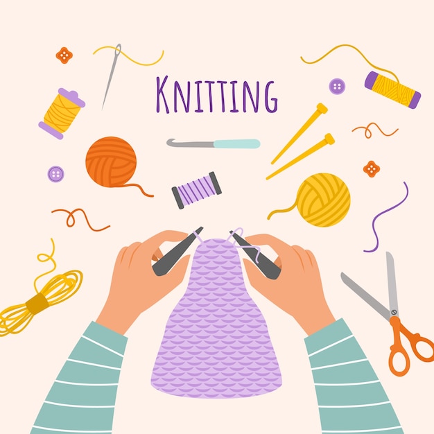 Handgezeichnete Strickillustration