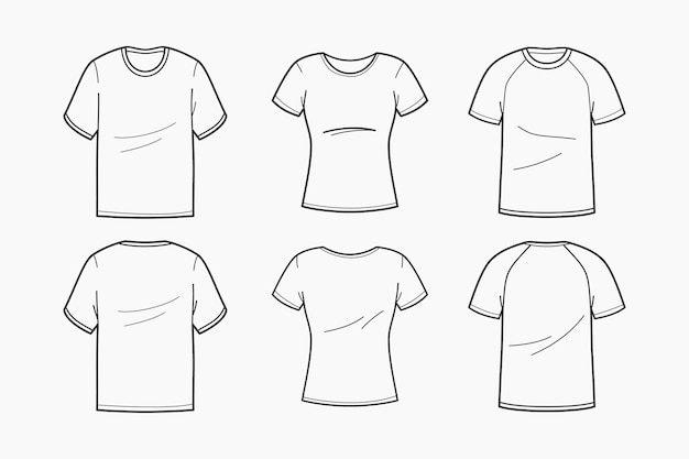 Handgezeichnete T-Shirt-Umrissillustration