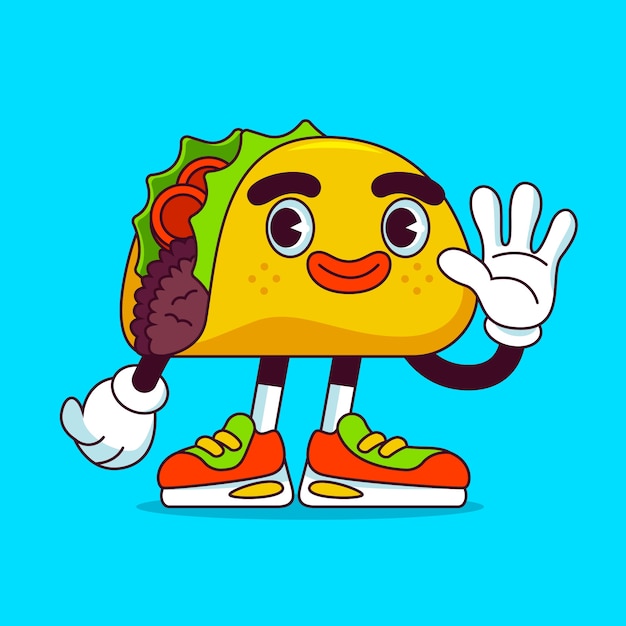 Vektor handgezeichnete taco-cartoon-illustration