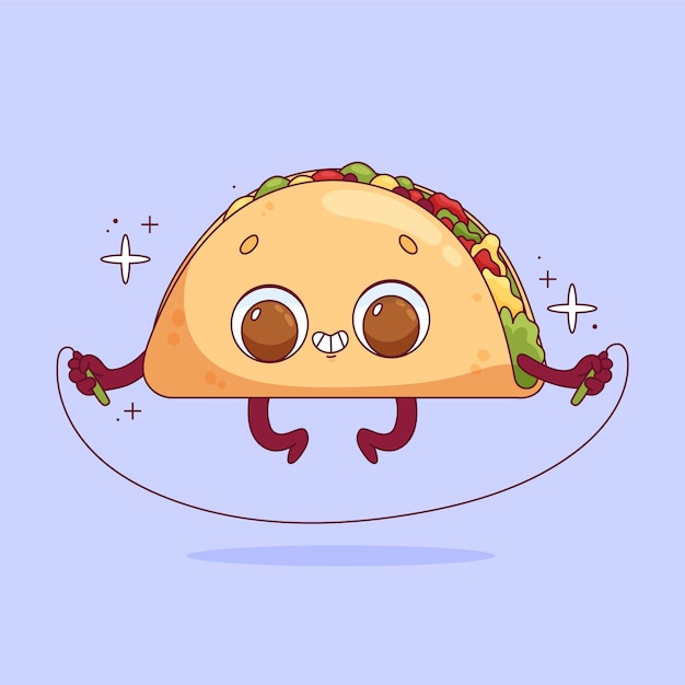 Vektor handgezeichnete taco-cartoon-illustration