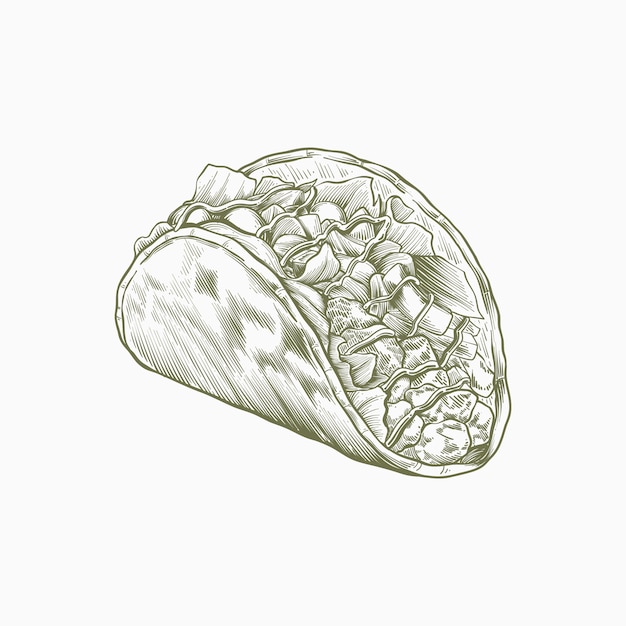 Handgezeichnete Taco-Umrissillustration