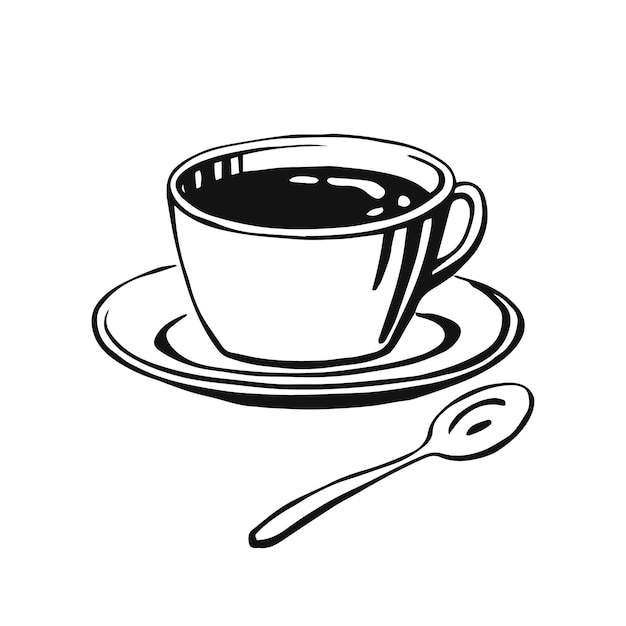 Handgezeichnete tasse tasse heißgetränk kaffee, tee etc. cup isoliert auf weißem hintergrund. teetasse, kaffeetasse. morgens frisches getränk. vektor-illustration.