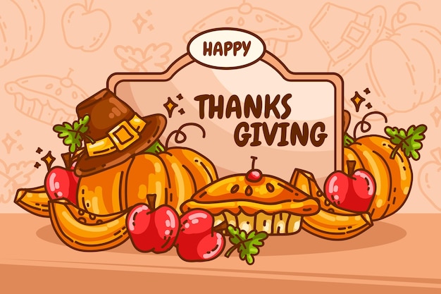 Vektor handgezeichnete thanksgiving-illustration