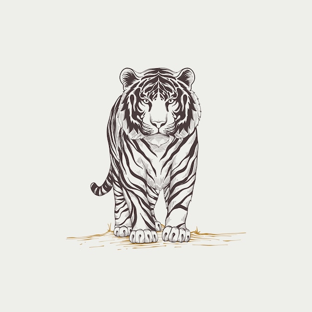 Vektor handgezeichnete tiger-umrissillustration