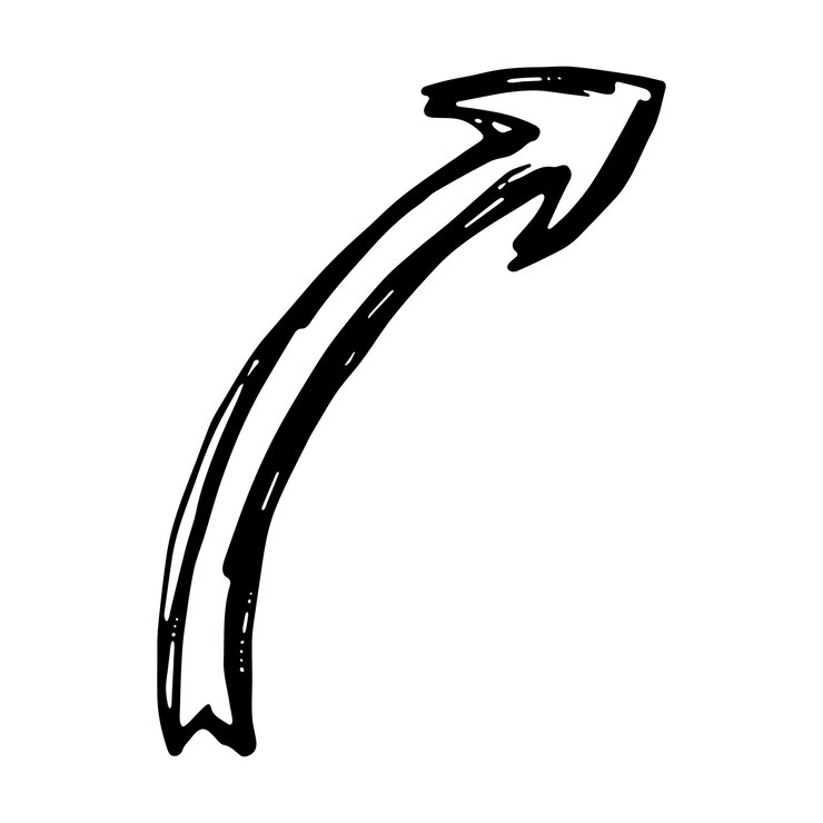 Vektor handgezeichnete tintenpfeilillustration im skizzenstil business-doodle-clipart einzelnes element für design