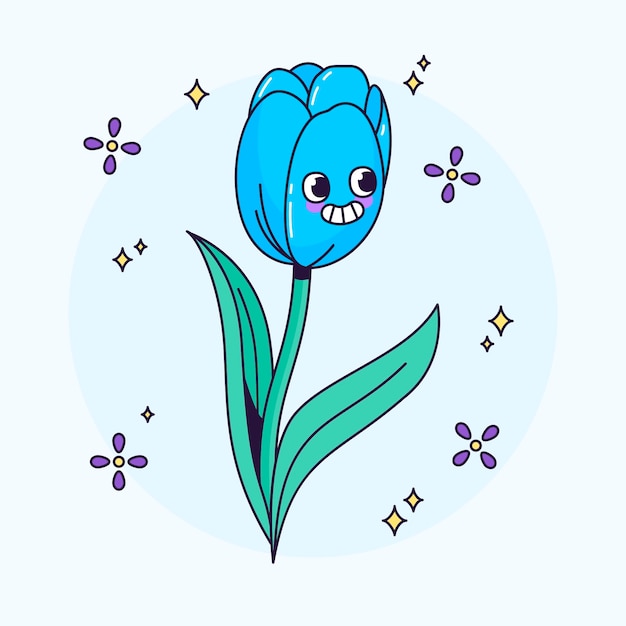 Vektor handgezeichnete tulpen-cartoon-illustration