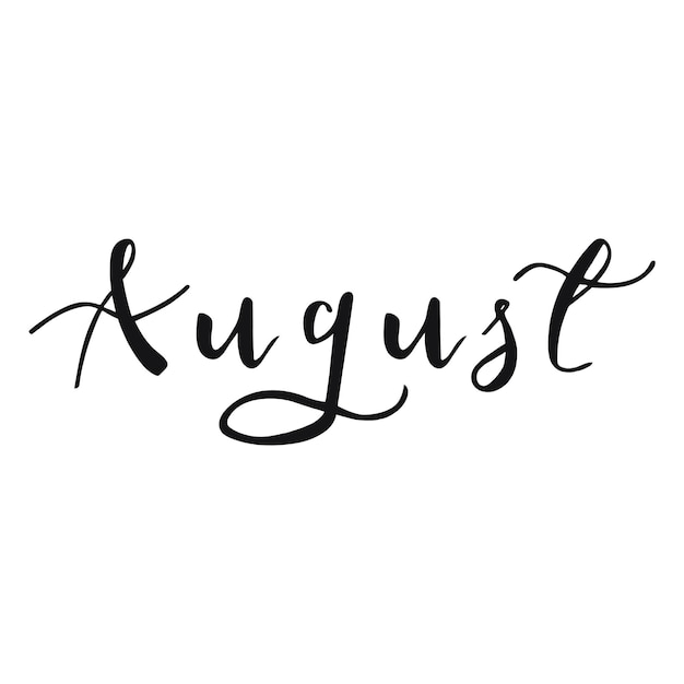 Vektor handgezeichnete typografie august-bürstenkalligrafie-handbeschriftung