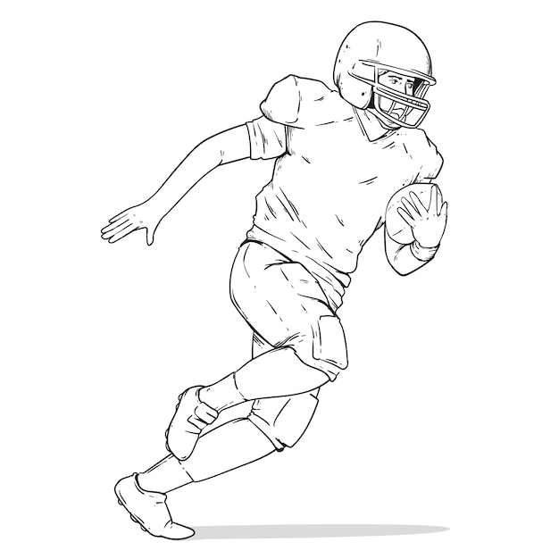 Vektor handgezeichnete umrissillustration eines american-football-spielers