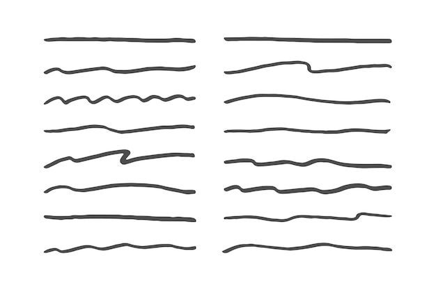 Vektor handgezeichnete unterstreichungselemente-sammlung scribble-linien auf weißem hintergrund-set