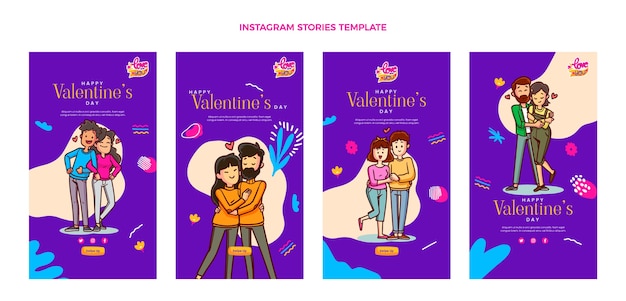 Handgezeichnete Valentinstag Instagram Geschichten Sammlung