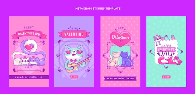 Handgezeichnete Valentinstag Instagram Geschichten Sammlung