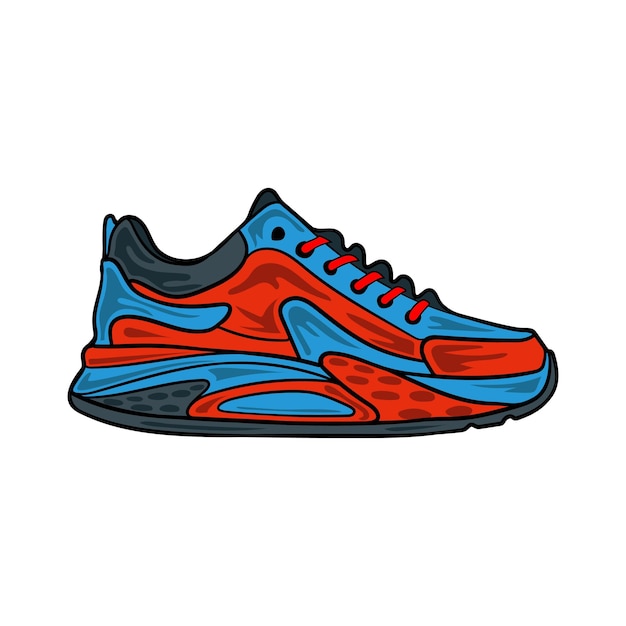 Handgezeichnete vektor-laufschuhe cartoon-illustration cartoon-vektor-stil