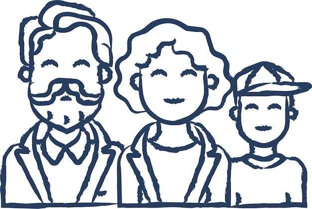 Vektor handgezeichnete vektorillustration der familie