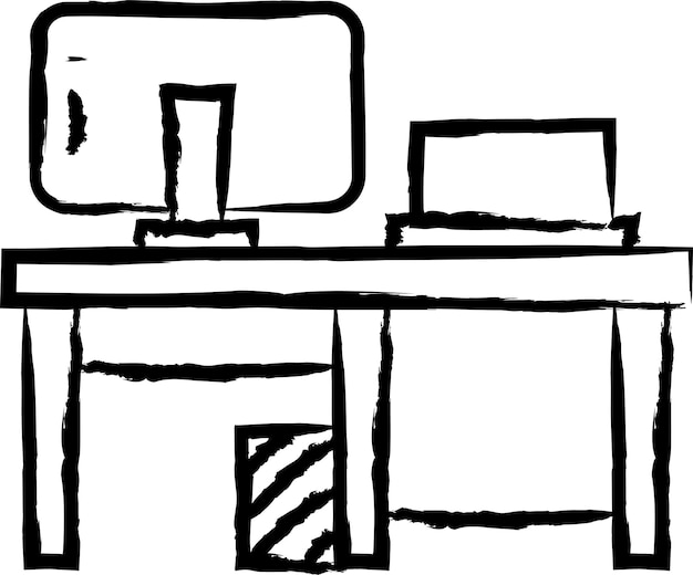 Handgezeichnete Vektorillustration des Bürotisches