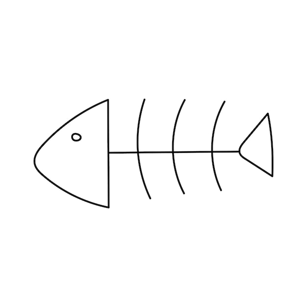 Handgezeichnete vektorillustration des fischskeletts