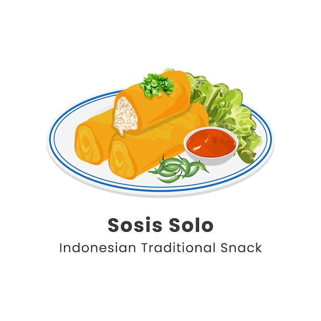 Handgezeichnete Vektorillustration des traditionellen indonesischen Snacks Sosis Solo