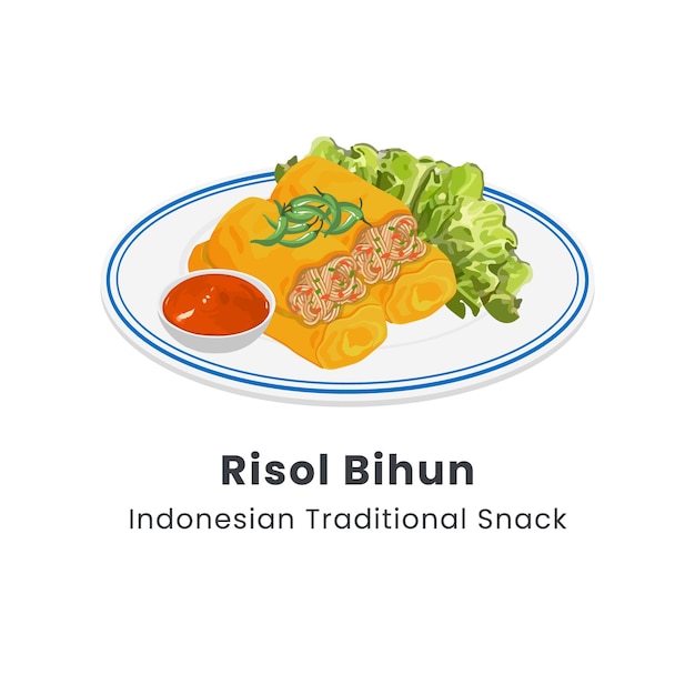 Handgezeichnete Vektorillustration von Risol Bihun oder Risol Kampung oder Fried Spring Roll indonesischer Snack