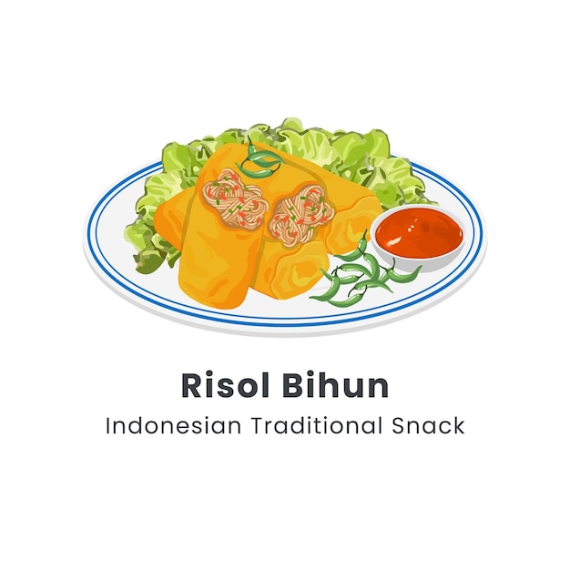 Handgezeichnete Vektorillustration von Risol Bihun oder Risol Kampung oder Fried Spring Roll indonesischer Snack
