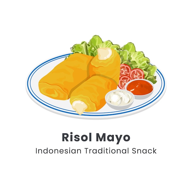 Handgezeichnete Vektorillustration von Risol Mayo, einem traditionellen indonesischen Essen